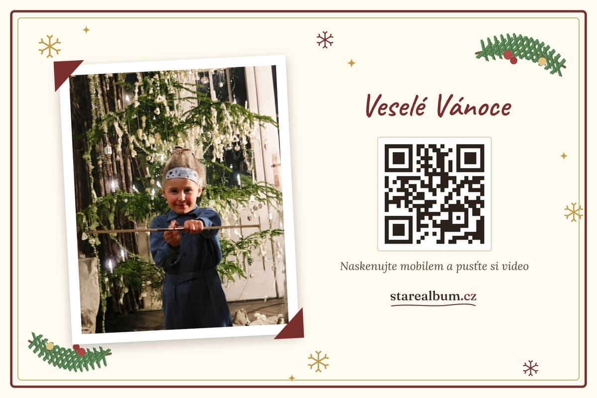 Vánoční dárková karta s fotkou a QR kódem